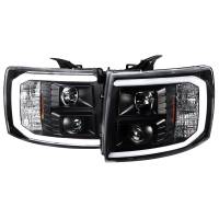Spec'D Tuning Products - Spec-D 2007-2014 Chevrolet Silverado 1500/2500HD/3500HD LED C-Bar Projector Headlights (Matte Black Housing/Clear Lens) - Image 1