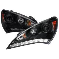 Spec'D Tuning Products - Spec-D 2010-2012 Hyundai Genesis Coupe Projector Headlights w/ SMD LED Light Strip (Matte Black Housing/Clear Lens) - Image 1