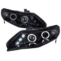 Spec'D Tuning Products - Spec-D 2006-2011 Honda Civic Sedan Dual Halo Projector Headlights (Glossy Black Housing/Smoke Lens) - Image 1