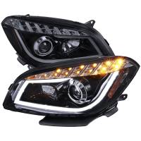 Spec'D Tuning Products - Spec-D 2008-2012 Chevrolet Malibu LS LT LTZ Hybrid LED Bar Projector Headlights w/ LED Turn Signal Lights (Glossy Black Housing/Smoke Lens) - Image 1