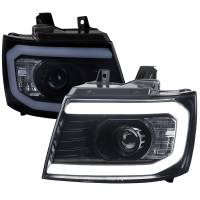Spec'D Tuning Products - Spec-D 2007-2013 Chevrolet Avalanche/ 2007-2014 Tahoe Suburban LED C-Bar Projector Headlights (Glossy Black Housing/Smoke Lens) - Image 1