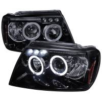 Spec'D Tuning Products - Spec-D 1999-2004 Jeep Grand Cherokee Dual Halo Projector Headlights (Glossy Black Housing/Smoke Lens) - Image 1