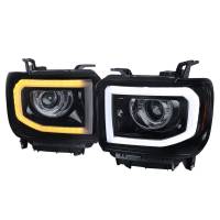 Spec'D Tuning Products - Spec-D 2014-2019 GMC Sierra 1500/2500/3500 LED Bar Projector Headlights w/ LED Turn Signals Lights (Glossy Black Housing/Smoke Lens) - Image 1