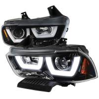 Spec'D Tuning Products - Spec-D 2011-2014 Dodge Charger Dual LED U-Bar Projector Headlights (Jet Black Housing/Clear Lens) - Image 1