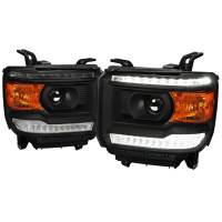 Spec'D Tuning Products - Spec-D 2014-2019 GMC Sierra LED Light Strip Projector Headlights (Matte Black Housing/Clear Lens) - Image 1