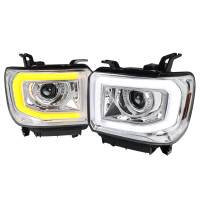 Spec'D Tuning Products - Spec-D 2014-2019 GMC Sierra 1500/2500HD/3500HD LED Bar Projector Headlight w/ LED Turn Signals (Chrome Housing/Clear Lens) - Image 1