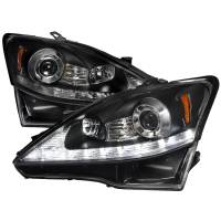 Spec'D Tuning Products - Spec-D 2006-2010 Lexus IS250/IS350 SMD LED Light Strip Projector Headlights w/ LED Turn Signal Lights (Matte Black Housing/Clear Lens) - Image 1