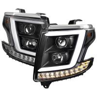 Spec'D Tuning Products - Spec-D 2015-2020 Chevrolet Tahoe Suburban/ 2016-2019 Suburban 3500HD LED C-Bar Projector Headlights w/ LED Turn Signal Lights (Matte Black Housing/Clear Lens) - Image 1