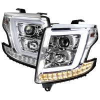 Spec'D Tuning Products - Spec-D 2015-2020 Chevrolet Tahoe Suburban/ 2016-2019 Suburban 3500HD LED C-Bar Projector Headlights w/ LED Turn Signal Lights (Chrome Housing/Clear Lens) - Image 1