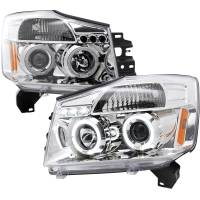 Spec'D Tuning Products - Spec-D 2004-2015 Nissan Titan/ 2004-2007 Armada Dual Halo Projector Headlights (Chrome Housing/Clear Lens) - Image 1