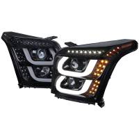 Spec'D Tuning Products - Spec-D 2015-2018 GMC Yukon/Yukon XL LED U-Bar Projector Headlights w/ LED Turn Signal Lights (Glossy Black Housing/Smoke Lens) - Image 1