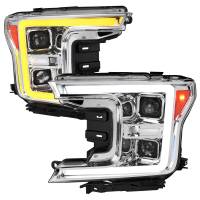 Spec'D Tuning Products - Spec-D 2018-2020 Ford F-150 LED C-Bar Projector Headlights w/ Switchback Sequential Turn Signal Lights (Chrome Housing/Clear Lens) - Image 1