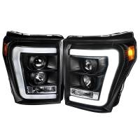 Spec'D Tuning Products - Spec-D 2011-2016 F-250/F-350/F-450/F-550 Super Duty LED C-Bar Projector Headlights (Matte Black Housing/Clear Lens) - Image 1