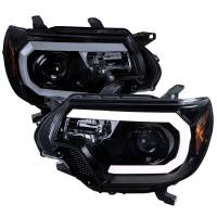Spec'D Tuning Products - Spec-D 2012-2015 Toyota Tacoma LED C-Bar Projector Headlights (Glossy Black Housing/Smoke Lens) - Image 1