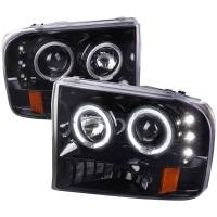 Spec'D Tuning Products - Spec-D 1999-2004 Ford F-250/F-350/F-450/F-550/Excursion Dual Halo Projector Headlights (Jet Black Housing/Clear Lens) - Image 1