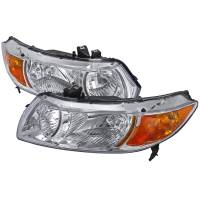 Spec'D Tuning Products - Spec-D 2006-2011 Honda Civic Coupe Factory Style Crystal Headlights (Chrome Housing/Clear Lens) - Image 1
