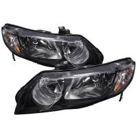 Spec'D Tuning Products - Spec-D 2006-2011 Honda Civic Sedan Crystal Headlights (Matte Black Housing/Clear Lens) - Image 1