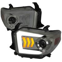 Spec'D Tuning Products - Spec-D 2014-2021 Toyota Tundra LED C-Bar Projector Headlights w/ Sequential Arrow Turn Signals (Chrome Housing/Smoke Lens) - Image 1