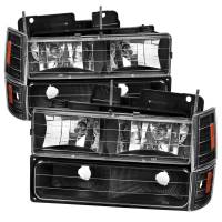 Spec'D Tuning Products - Spec-D 1994-1998 GMC C10/Sierra/Suburban/Yukon Factory Style Headlights w/ Bumper & Corner Lights (Matte Black Housing/Clear Lens) - Image 1