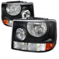 Spec'D Tuning Products - Spec-D 1999-2002 Chevrolet Silverado 1500 2500/ 2000-2006 Tahoe Suburban 1PC Factory Style Headlights w/ Bumper Lights (Matte Black Housing/Clear Lens) - Image 1