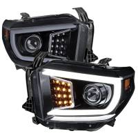 Spec'D Tuning Products - Spec-D 2014-2021 Toyota Tundra LED C-Bar Projector Headlights w/ LED Turn Signal Lights (Glossy Black Housing/Smoke Lens) - Image 1