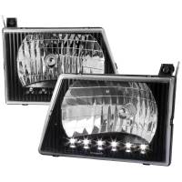 Spec'D Tuning Products - Spec-D 1992-2006 Ford Econoline Factory Style Headlights w/ SMD LED Light Strip (Matte Black Housing/Clear Lens) - Image 1