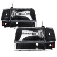 Spec'D Tuning Products - Spec-D 1992-1996 Ford F-150/F-250/F-350/Bronco Factory Style Headlights w/ Bumper & Corner Lights (Matte Black Housing/Clear Lens) - Image 1
