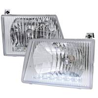 Spec'D Tuning Products - Spec-D 1992-2006 Ford Econoline Factory Style Headlights w/ SMD LED Light Strip (Chrome Housing/Clear Lens) - Image 1