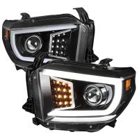 Spec'D Tuning Products - Spec-D 2014-2021 Toyota Tundra LED C-Bar Projector Headlights w/ LED Turn Signal Lights  (Glossy Black Housing/Clear Lens) - Image 1