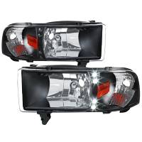 Spec'D Tuning Products - Spec-D 1994-2001 Dodge RAM 1500/ 1994-2002 Dodge RAM 2500 3500 Crystal Headlights (Matte Black Housing/Clear Lens) - Image 1