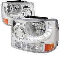 Spec'D Tuning Products - Spec-D 1999-2002 Chevrolet Silverado 1500 2500/ 2000-2006 Tahoe Suburban 1PC Factory Style Headlights w/ SMD LED Light Strip & Bumper Lights (Chrome Housing/Clear Lens) - Image 1