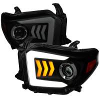 Spec'D Tuning Products - Spec-D 2014-2021 Toyota Tundra LED C-Bar Projector Headlights w/ Sequential Arrow Turn Signals (Black Housing/Smoke Lens) - Image 1