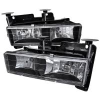 Spec'D Tuning Products - Spec-D 1988-1998 Chevrolet C/K C10/Tahoe/Suburban/Silverado GMC Sierra/Yukon/Suburban Crystal Headlights (Matte Black Housing/Clear Lens) - Image 1