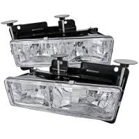 Spec'D Tuning Products - Spec-D 1988-1998 Chevrolet C/K C10/Tahoe/Suburban/Silverado GMC Sierra/Yukon/Suburban Crystal Headlights (Chrome Housing/Clear Lens) - Image 1