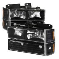 Spec'D Tuning Products - Spec-D 1994-1998 Chevrolet Silverado/Tahoe/Suburban/C10 Factory Style Headlights w/ Bumper & Corner Lights (Matte Black Housing/Clear Lens) - Image 1