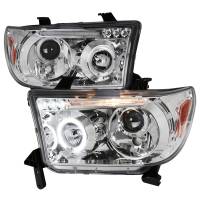 Spec'D Tuning Products - Spec-D 2007-2013 Toyota Tundra/ 2008-2017 Sequoia Single Halo Projector Headlights (Chrome Housing/Clear Lens) - Image 1
