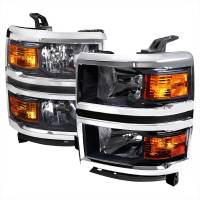Spec'D Tuning Products - Spec-D 2014-2015 Chevrolet Silverado 1500 Factory Style Headlights w/ Amber Reflectors (Matte Black Housing/Clear Lens) - Image 1