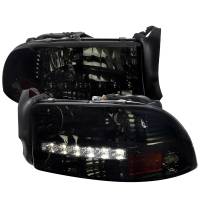 Spec'D Tuning Products - Spec-D 1997-2004 Dodge Dakota/ 1998-2003 Durango SMD LED Light Strip Factory Style Crystal Headlights (Chrome Housing/Smoke Lens) - Image 1