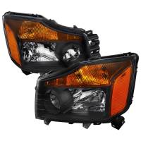 Spec'D Tuning Products - Spec-D 2004-2015 Nissan Titan/ 2004-2007 Armada Factory Style Headlights w/ Amber Reflectors (Matte Black Housing/Clear Lens) - Image 1
