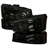 Spec'D Tuning Products - Spec-D 2002-2006 Chevrolet Avalanche/ 2003-2007 Silverado Factory Style Headlights w/ Bumper Lights (Chrome Housing/Smoke Lens) - Image 1