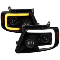 Spec'D Tuning Products - Spec-D 2004-2008 Ford F-150/ 2006-2008 Lincoln Mark LT Switchback Sequential LED C-Bar Projector Headlights (Black Housing/Smoke Lens) - Image 1