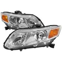 Spec'D Tuning Products - Spec-D 2012-2013 Honda Civic Coupe/ 2012-2015 Civic Sedan Crystal Headlights (Chrome Housing/Clear Lens) - Image 1