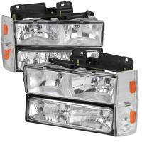 Spec'D Tuning Products - Spec-D 1988-1993 Chevrolet C/K Blazer/Tahoe/Silverado/Suburban GMC Sierra/Yukon Factory Style Headlights, Bumper Lights, & Corner Lights Set (Chrome Housing/Clear Lens) - Image 1