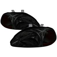 Spec'D Tuning Products - Spec-D 1996-1998 Honda Civic Crystal Headlights (Chrome Housing/Smoke Lens) - Image 1