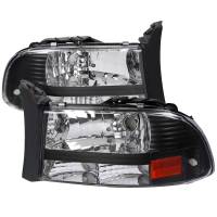 Spec'D Tuning Products - Spec-D 1997-2004 Dodge Dakota/ 1998-2003 Durango Crystal Headlights (Matte Black Housing/Clear Lens) - Image 1
