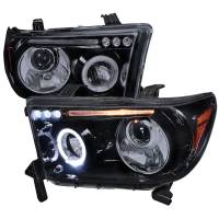 Spec'D Tuning Products - Spec-D 2007-2013 Toyota Tundra/ 2008-2017 Sequoia Dual Halo Projector Headlights (Glossy Black Housing/Smoke Lens) - Image 1