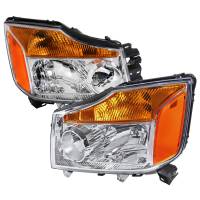 Spec'D Tuning Products - Spec-D 2004-2015 Nissan Titan/ 2004-2007 Armada Factory Style Headlights w/ Amber Reflectors (Chrome Housing/Clear Lens) - Image 1