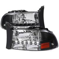 Spec'D Tuning Products - Spec-D 1997-2004 Dodge Dakota/ 1998-2003 Durango SMD LED Light Strip Factory Style Crystal Headlights (Matte Black Housing/Clear Lens) - Image 1