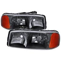 Spec'D Tuning Products - Spec-D 1999-2006 GMC Sierra/Yukon/Yukon XL Crystal Headlights w/ Amber Reflector (Matte Black Housing/Clear Lens) - Image 1