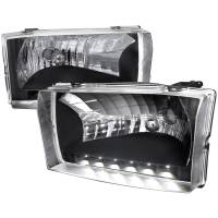 Spec'D Tuning Products - Spec-D 1999-2004 Ford F-250/F-350/F-450/F-550/Excursion Factory style Headlights w/ SMD LED Light Strip (Matte Black Housing/Clear Lens) - Image 1